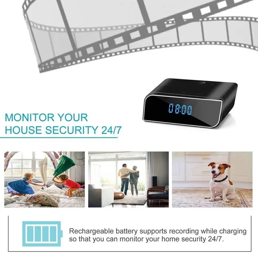 1080P WIFI Wireless Mini Clock Camera Time Alarm Watch Security Night Vision Motion Sensor AP/IP Remote Monitor Micro Home