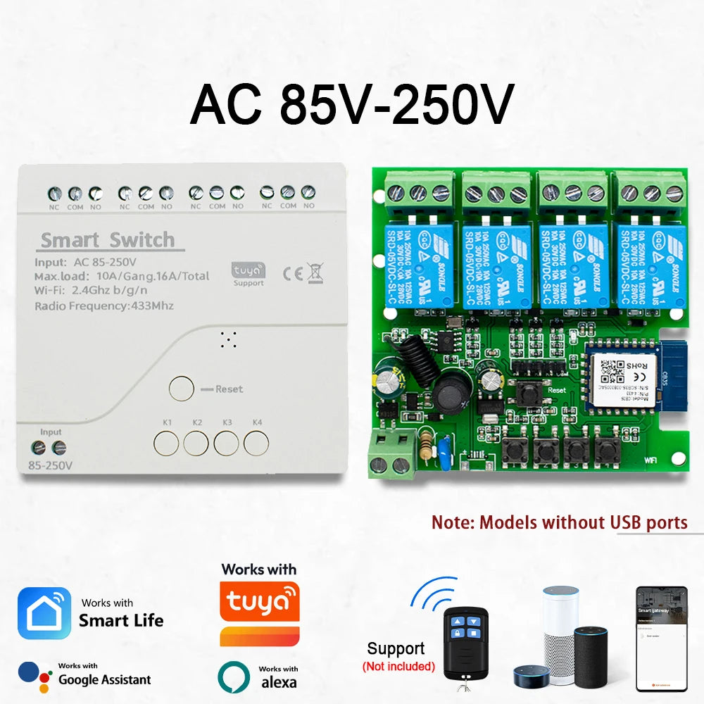 Four-Channel Wi-Fi Relay Module - Voltage Options