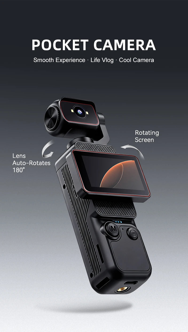 Pocket Action Camera with Rotating Lens