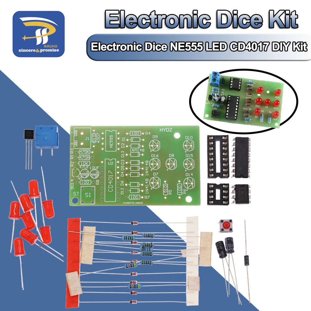 Elektroniske terninger DIY-kretssett, 4,5–5,5 V