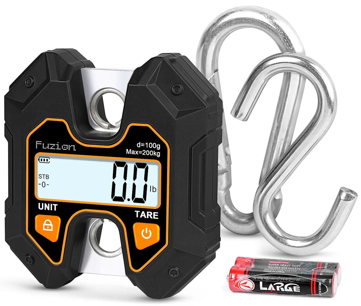 Mini Crane Scale - Hanging Scale 440lb/200kg/1960N, Deer Scale Hanging with Large LCD Display, Hold & Tare Functions