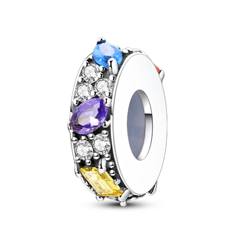 100% 925 Sterling Silver Rainbow Zircon Colorful Butterfly Dragon Shaped Silicone Stopper Charms Beads Fit DIY Bracelets Jewelry 