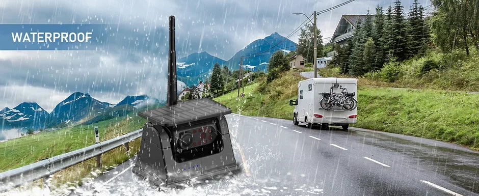 Solar Powered WiFi Magnetic Wireless Rear View Camera for iPhone AndroidRVs Trailers Trucks -1080P IR Night Vision Compatible 