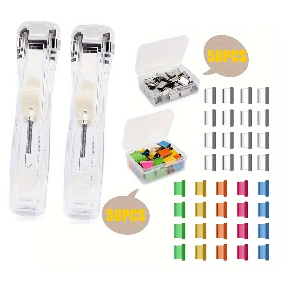 Paper Clip Pusher Set, 2 Pushers & 100 Clips