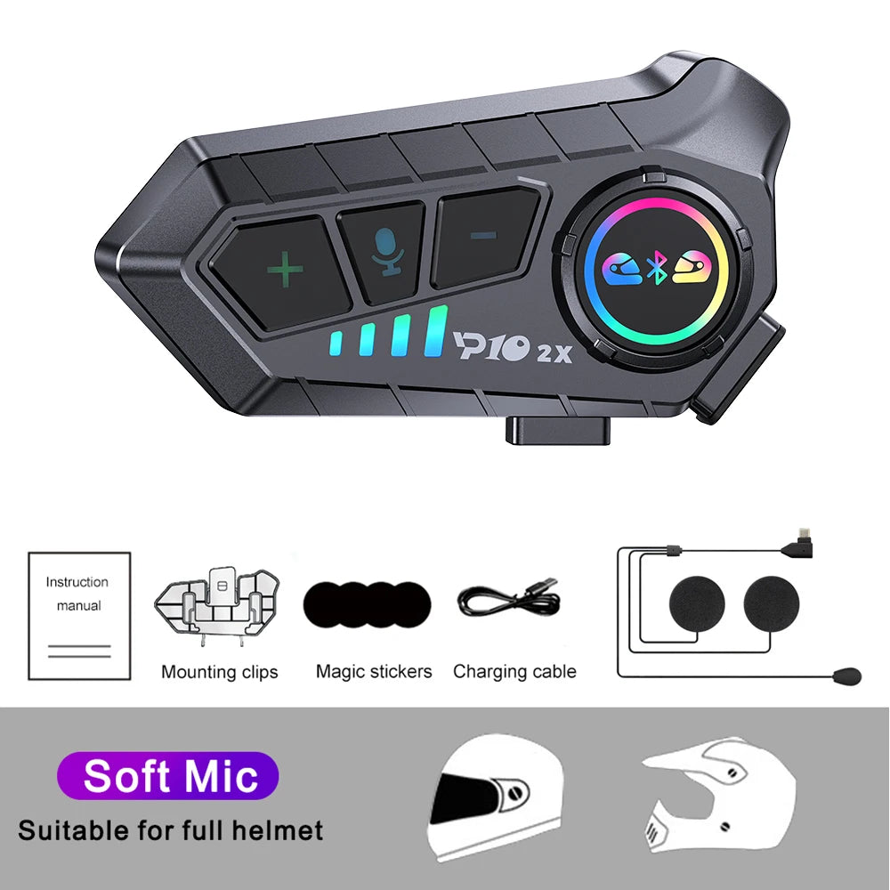 2000mah Motorcycle Intercom Helmet Headset Wireless Communicator Interphone Waterproof Bluetooth Earphone Handsfree Call 300m Spy-shop.com