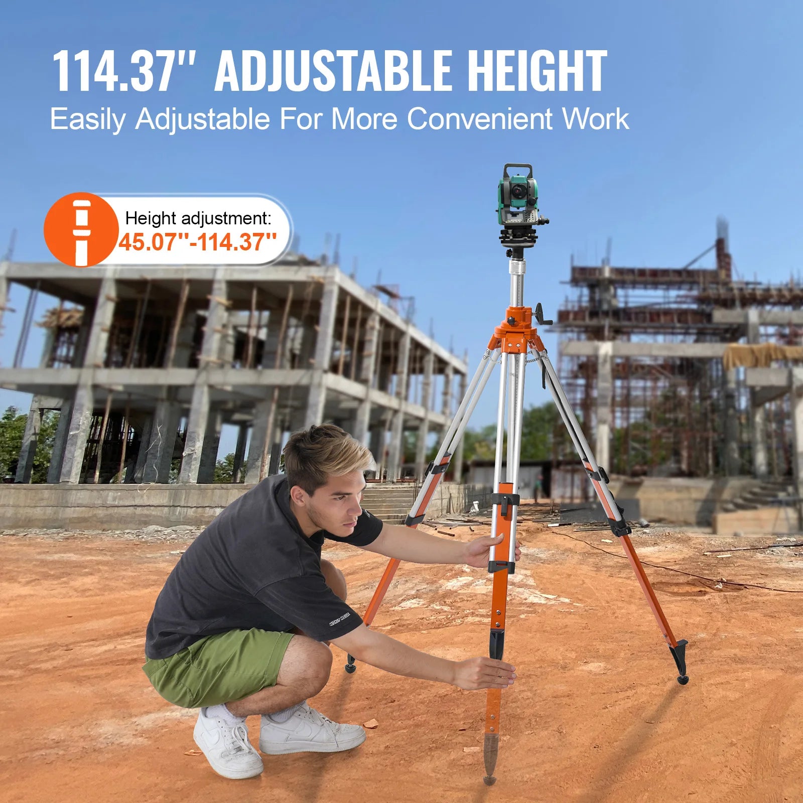 Laser Level Tripod Stand Adjustable Aluminum Survey Tripod
