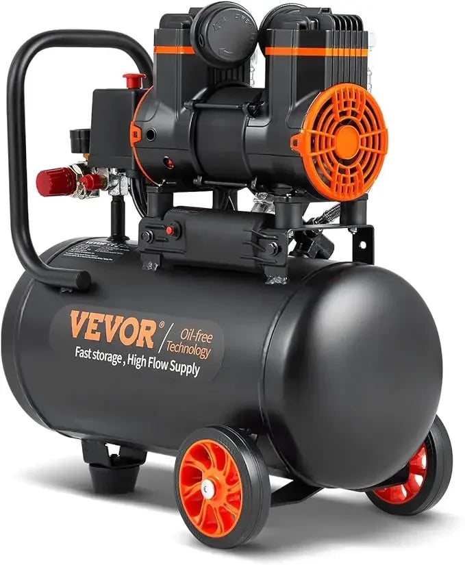 Bezolejový vzduchový kompresor 6,3 galonu, 2 HP, 3,35 CFM, 90 PSI, tichý 70 dB