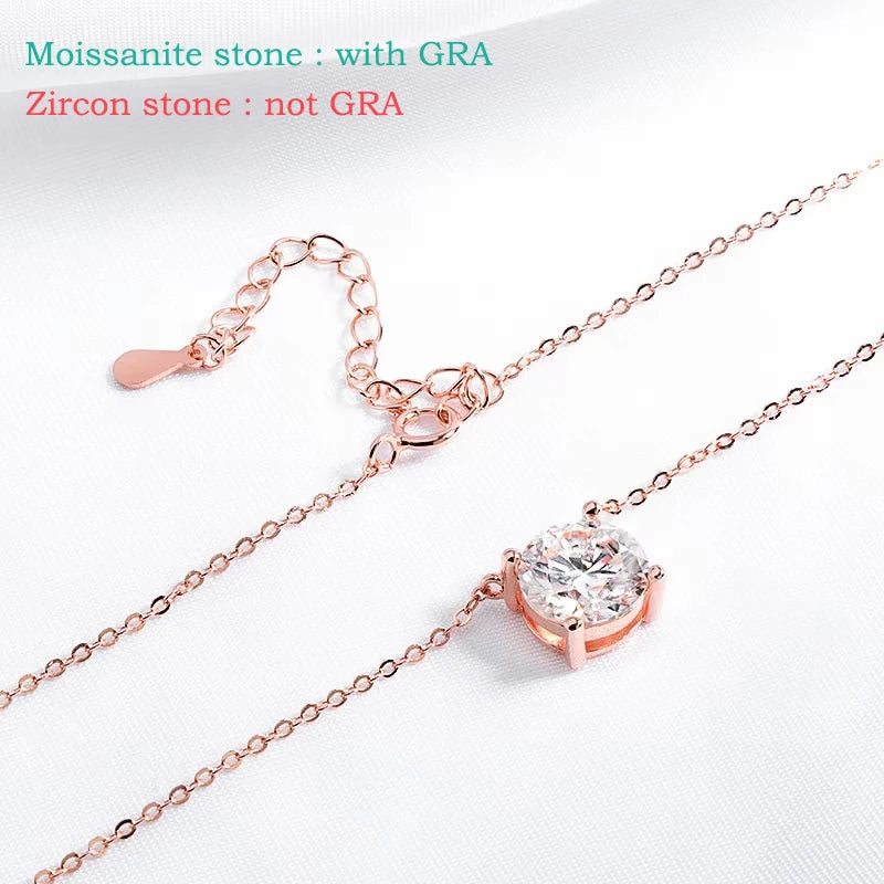 Smyoue 1-5CT Rose Gold Color Moissanite Necklace for Women D Color Sparkling Classic Lab Diamon Pendant Sterling Silver 925 100% 