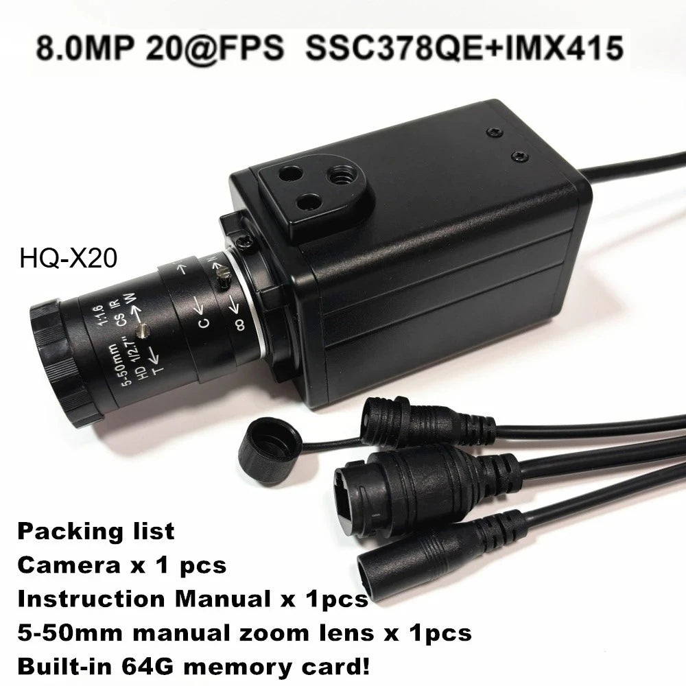 Câmara IP com Fio de 12MP, Lente 5-50mm e Cartão de 64G
