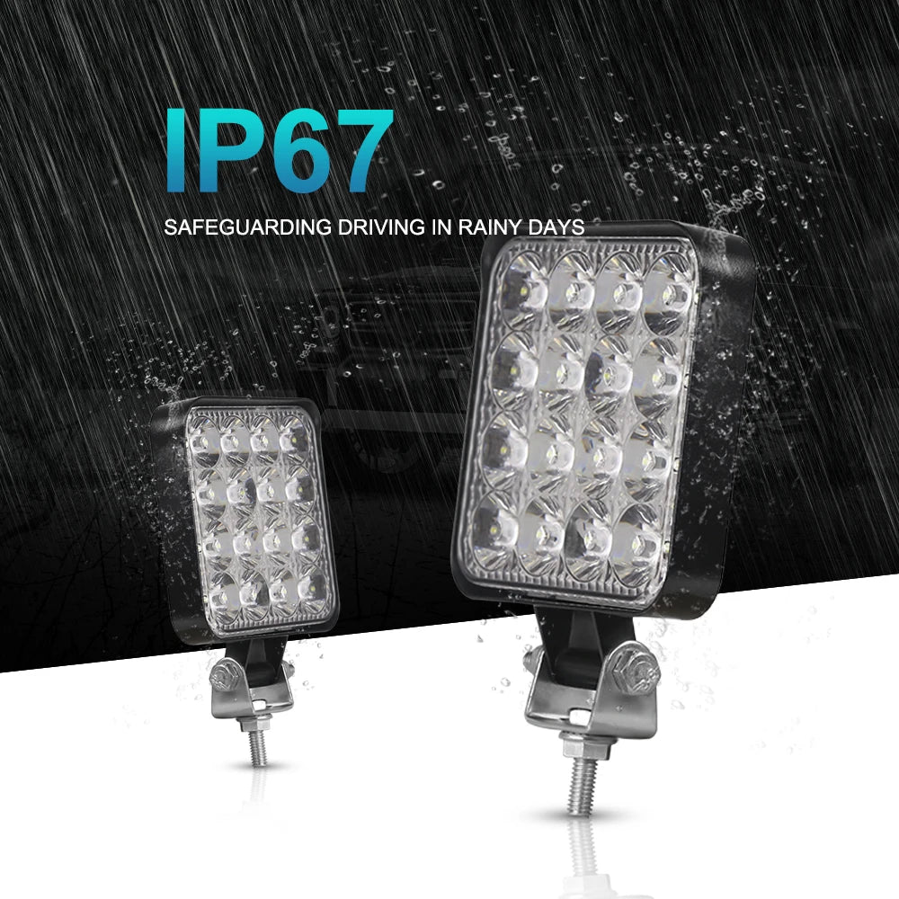 12V 24V Led Light Bar 42W Work Light Bar Square Spotlight For Jeep Truck Offroad Car Motorcycle Tractor SUV ATV LED Headlights