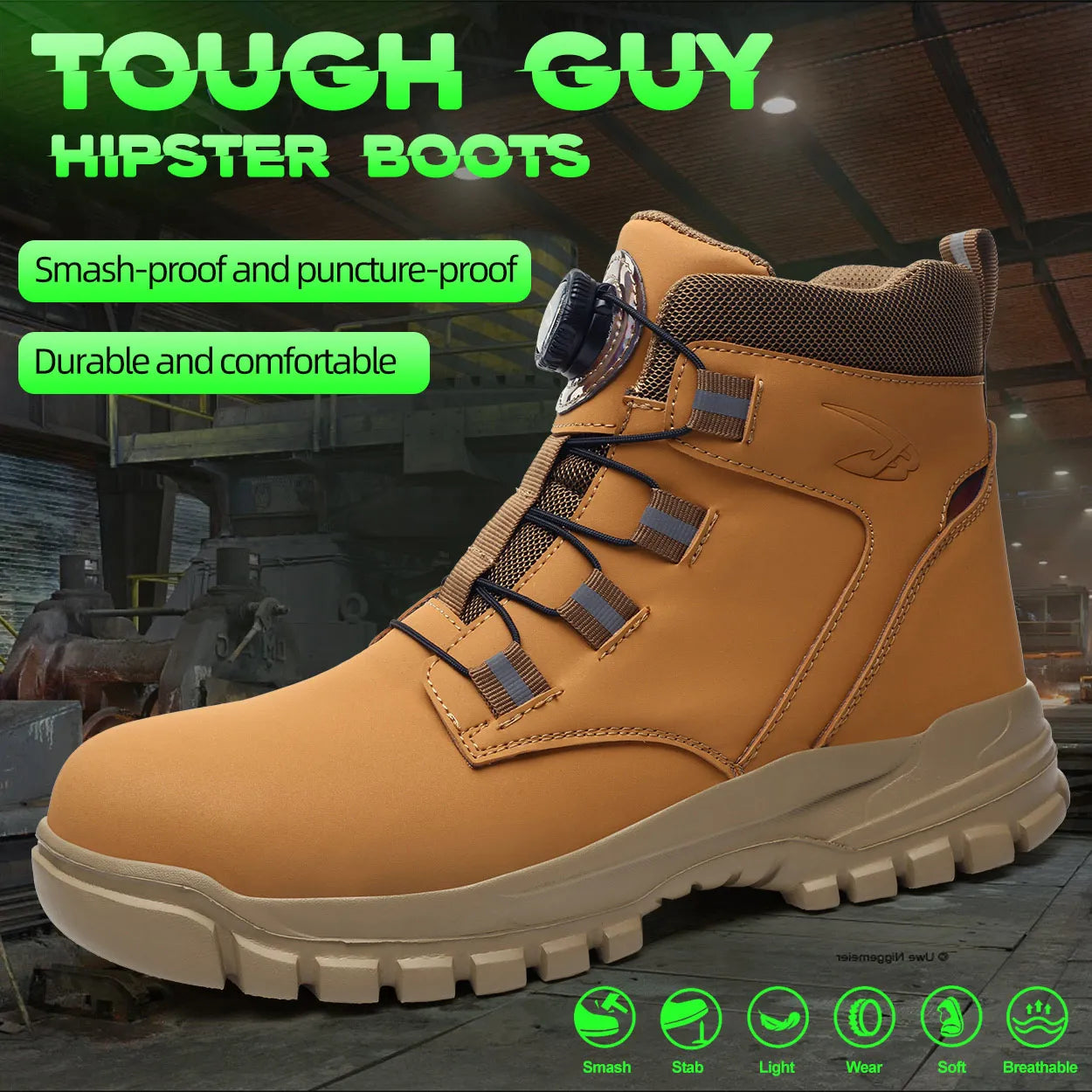 Waterproof Safety Boots Men Indestructible Steel Toe Work Boots Anti-smash Stab-resistant Safety Shoes Biker Botas Para Hombre 