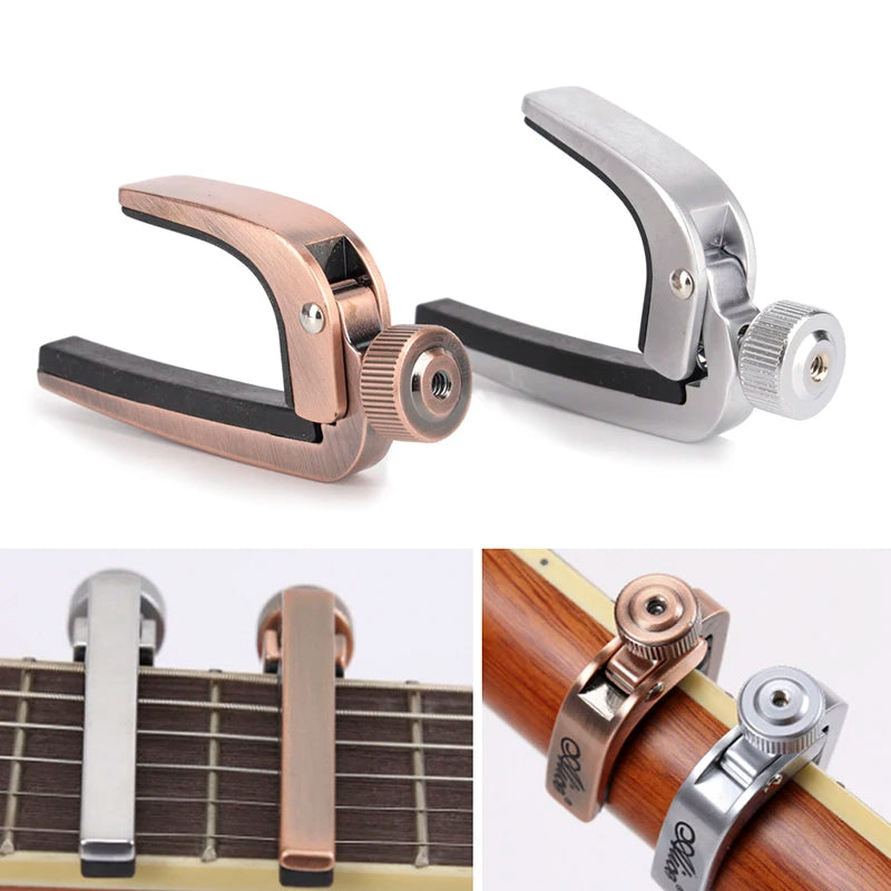 Compact Metal Guitar Capo, Silver or Bronze