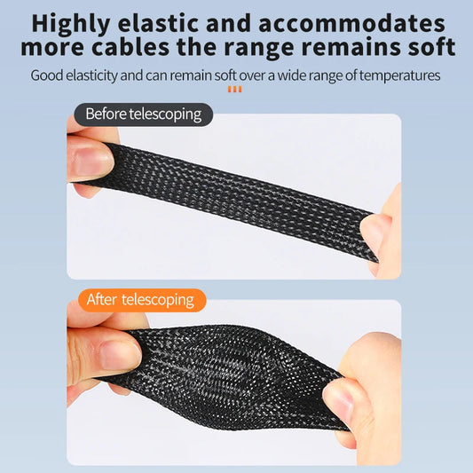 1/5/10M Black Insulated Braid Sleeving 6/8/10/30mm Tight PET Wire Cable Gland Protection Cable Sleeve Flame Retardant Nylon Tube 