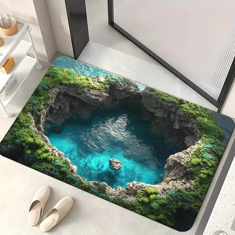Cave Scenery Pattern Doormat for Home Entrances and Living Spaces