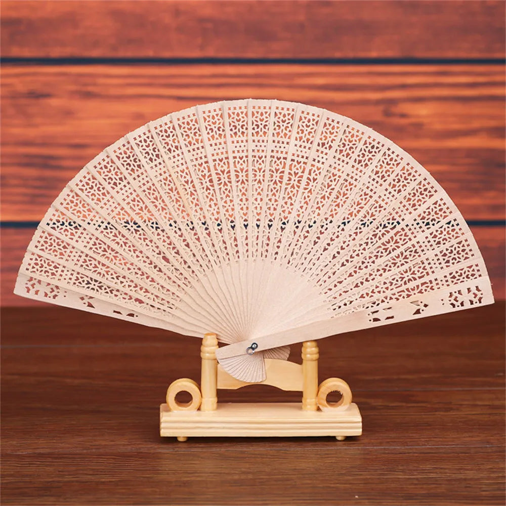 Faltbarer Handfächer aus Holz, 20.5 cm, für Hochzeiten und Gäste