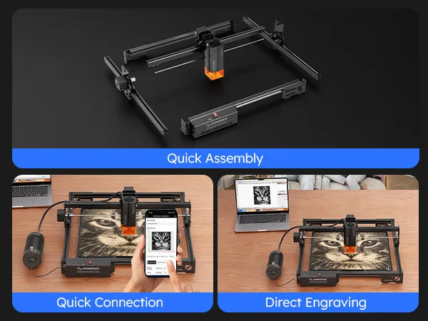 20W lasergraveerder met een werkgebied van 400×400 mm en Bluetooth-bediening