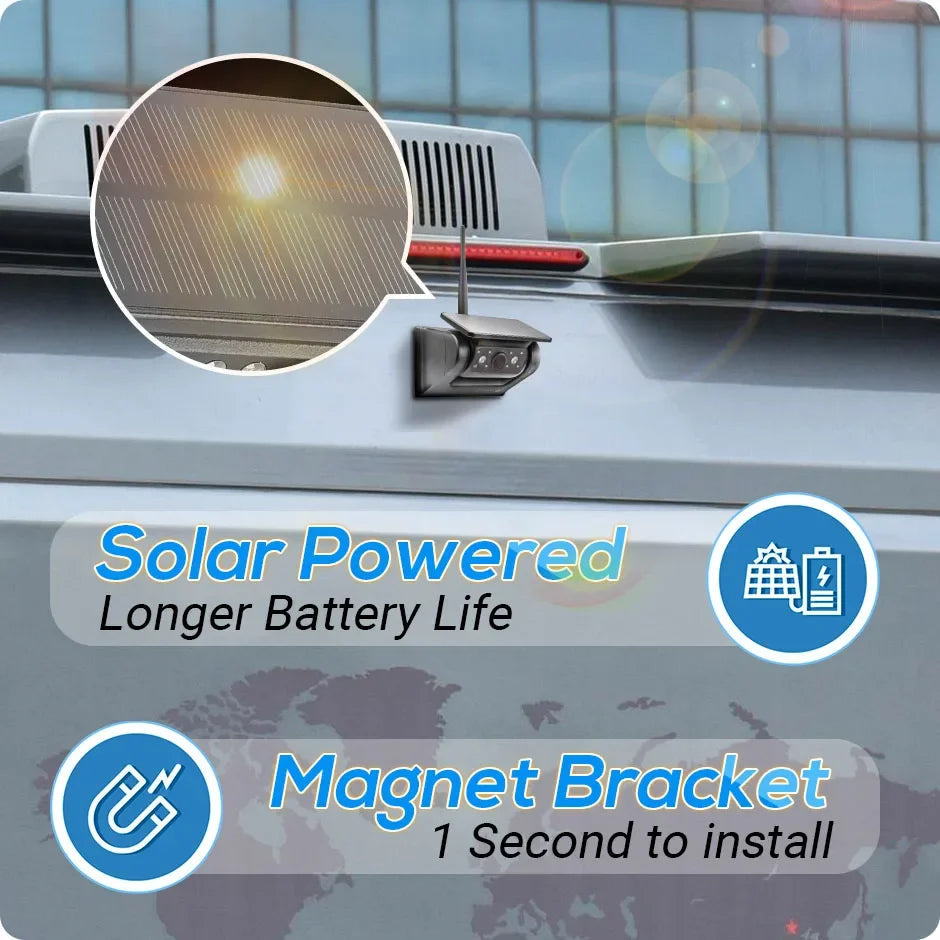 Wireless WiFi Solar Backup Camera Magnetic BaseAI Blind Spot Alarm Backup for IPhone Android Bus Van Truck RV Front Rear View . 