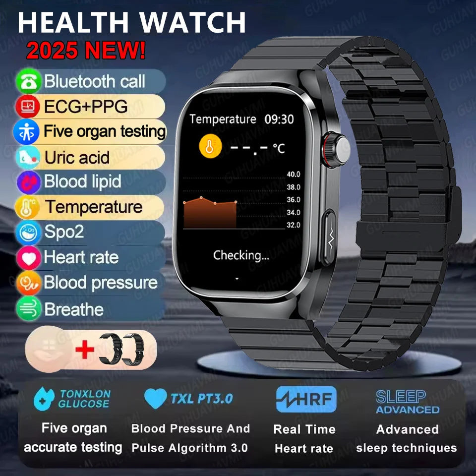 2025New Micro Physical Examination Smart Watch For Men Uric Acid Body Fat Five Organ Health Watches Bluetooth Call SmartBracelet 