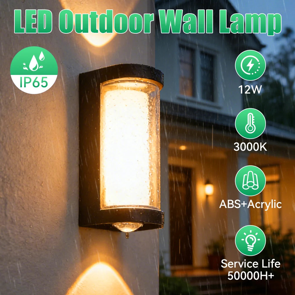 Applique da esterno LED da 12 W, IP65, tre forme del paralume