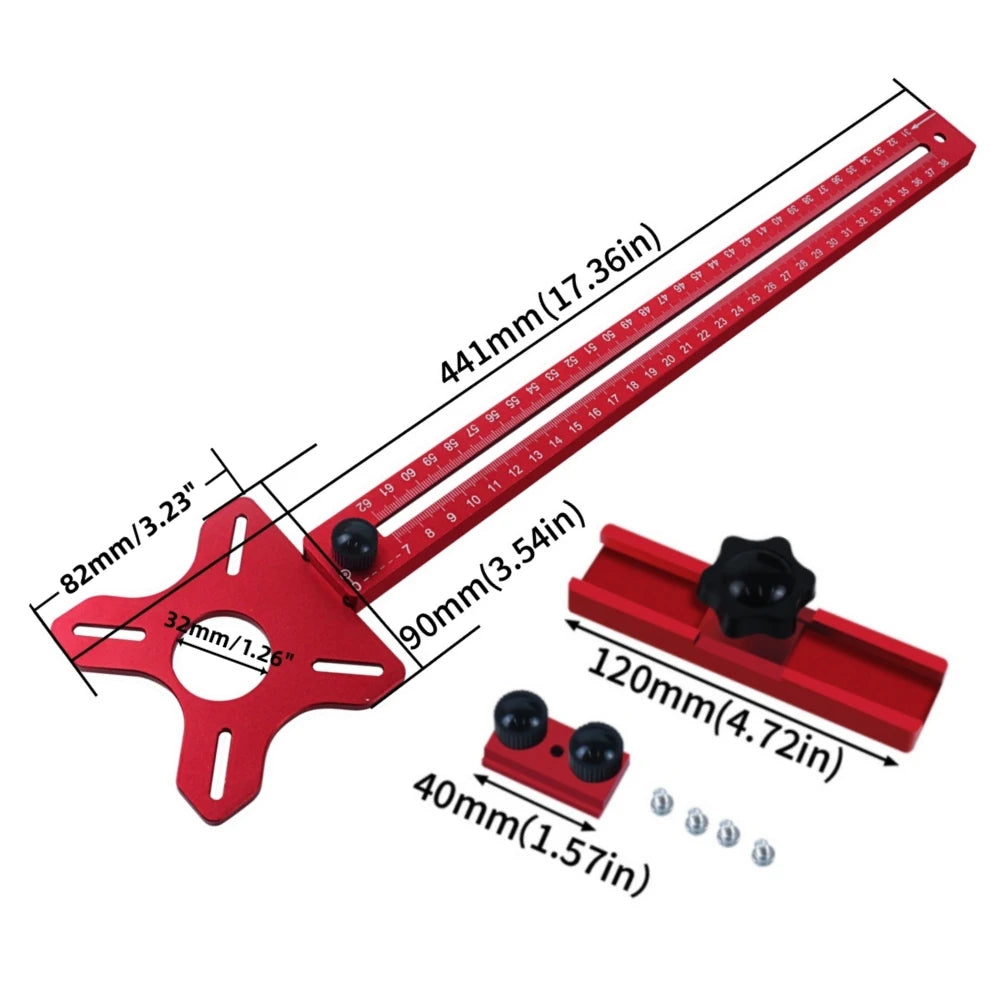 3 in 1 Router Milling Groove Bracket Woodworking Cutting and Milling Circular Auxiliary Tool Aluminum Router Circle Cutting Jig 