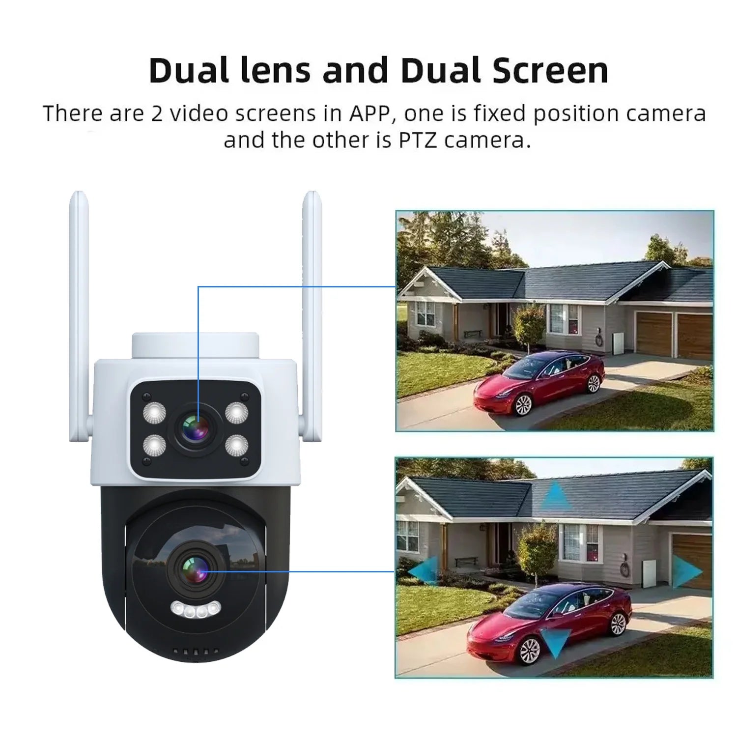 Caméra de sécurité PTZ à double objectif 10MP avec suivi automatique et vision nocturne