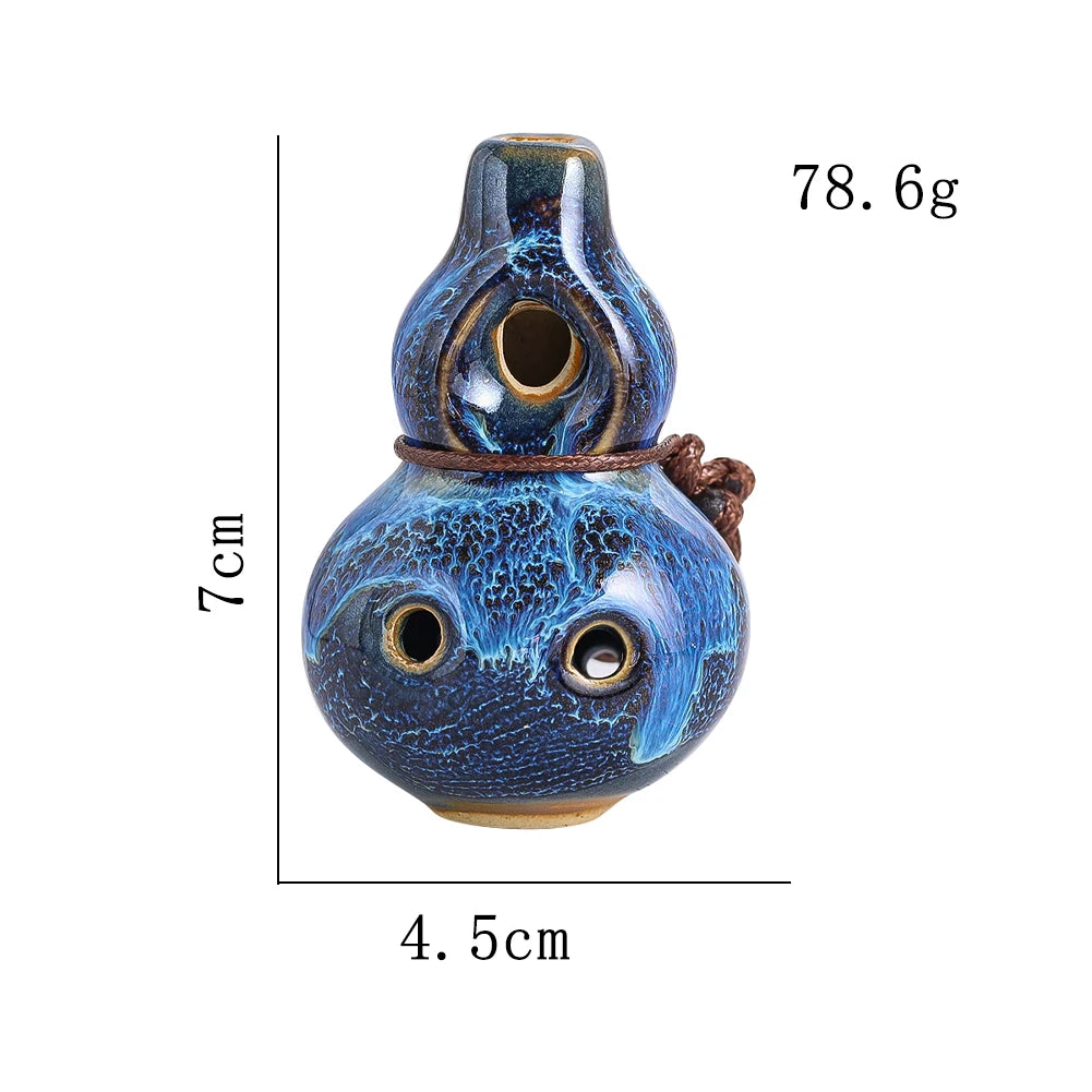 Seven-Hole Ceramic Pendant Ocarina with Cord