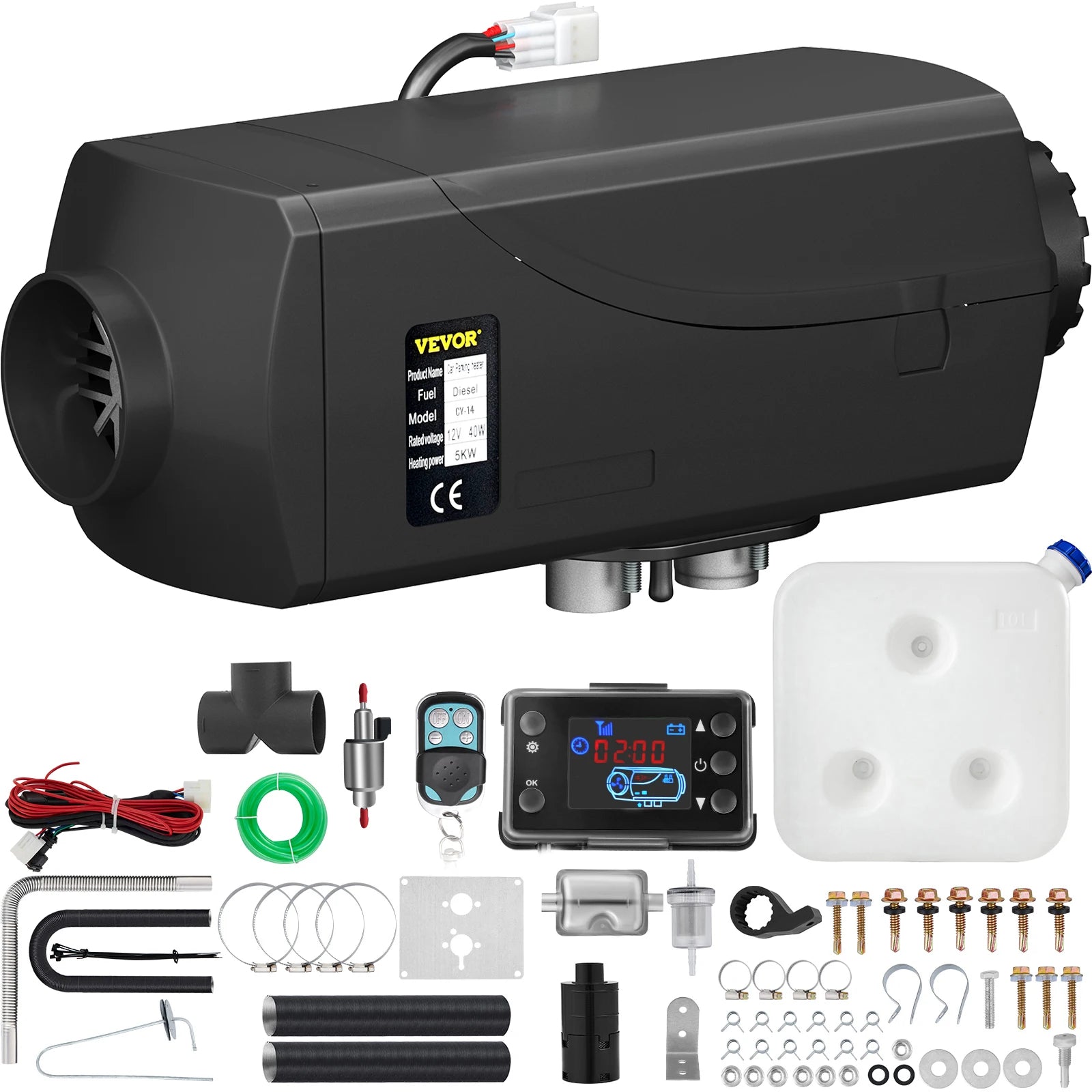 5KW 12V diesel luftvarmer med LCD og fjernbetjening til autocamper, lastbil og båd