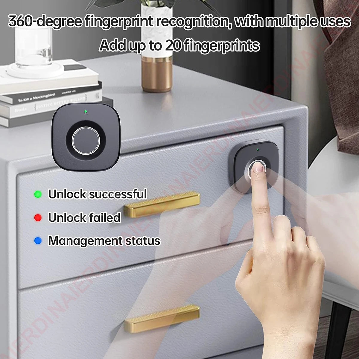 Fecho de Armário com Impressão Digital NAIERDI, Fechos Digitais Biométricos Inteligentes, Gavetas Ocultas, Anti-Roubo, Sem Chave, Segurança para Casa e Escritório