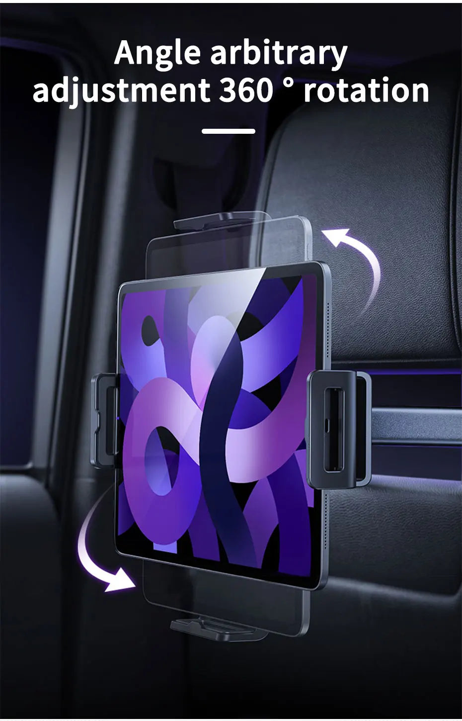 SEMAETAL Car Seat Back Phone Holder Rear Row Tablet Mount for iPad Telescopic Phone Support Bracket Universal for 4-12.9 Inch