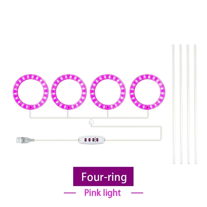 USB Ring Grow Light, Adjustable Height and Head Options