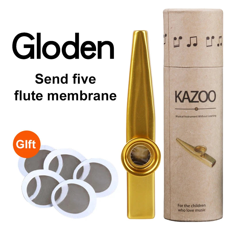 Kovové kazoo s piatimi náhradnými membránami