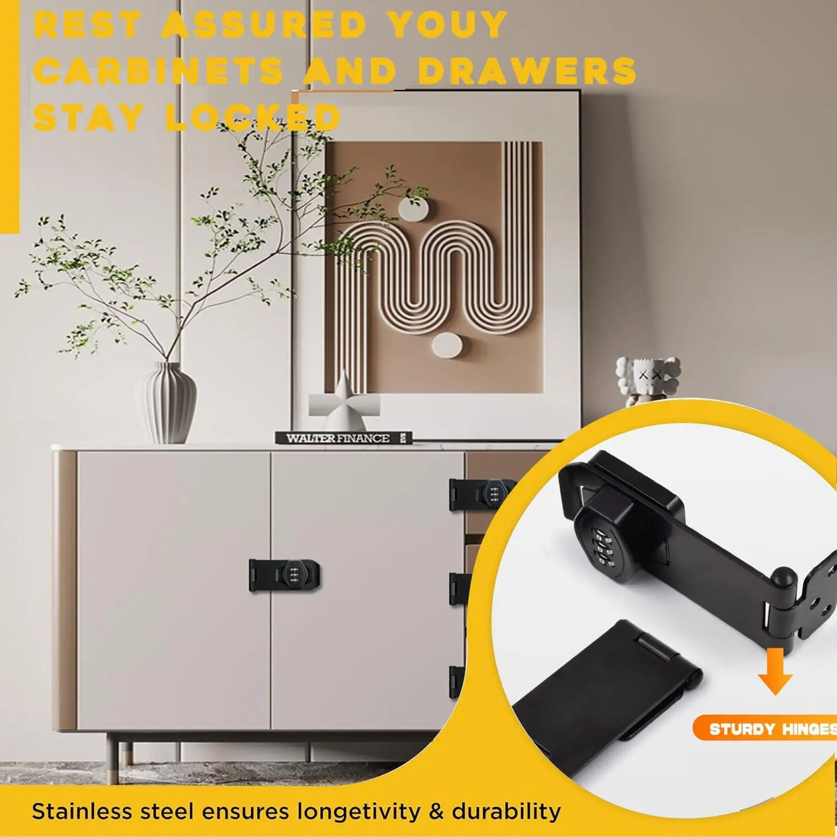 Black 3-Inch Combination Lock for Matching Fittings