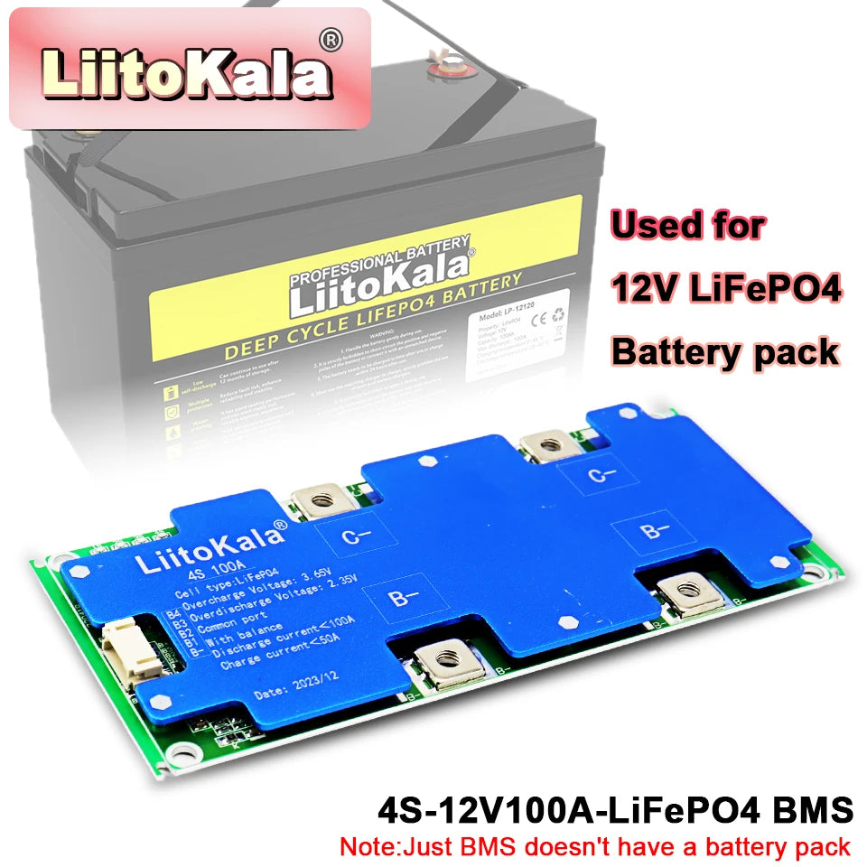 4S LiFePO4 Battery Protection Board, 100 A Labelled