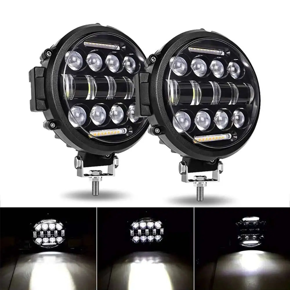 7 Inch 60W Round LED Work Light with DRL, High/Low Beam, IP68