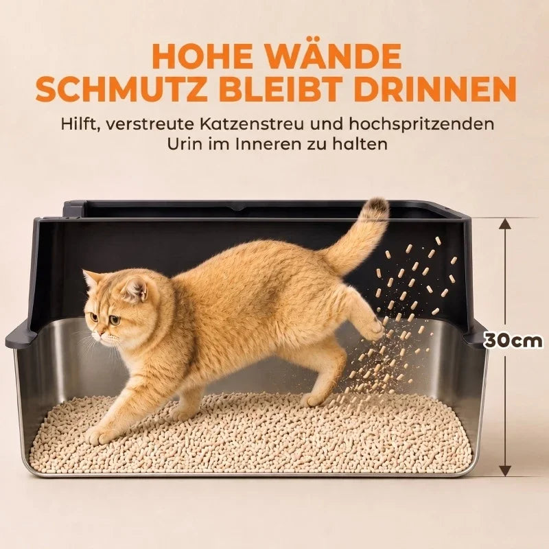 Boîtes à litière pour chat en acier inoxydable XL — lot de 2