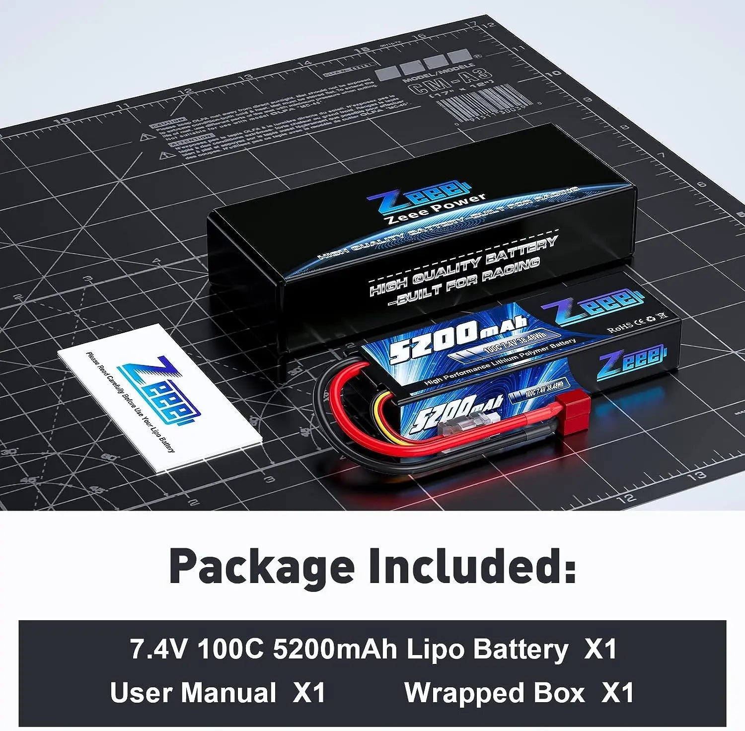 1/2 Units Zeee Lipo Battery 2S 7.4V 100C 5200mAh with Deans Connector for RC Car Truck Vehicle Buggy Losi RC Racing Models Parts 