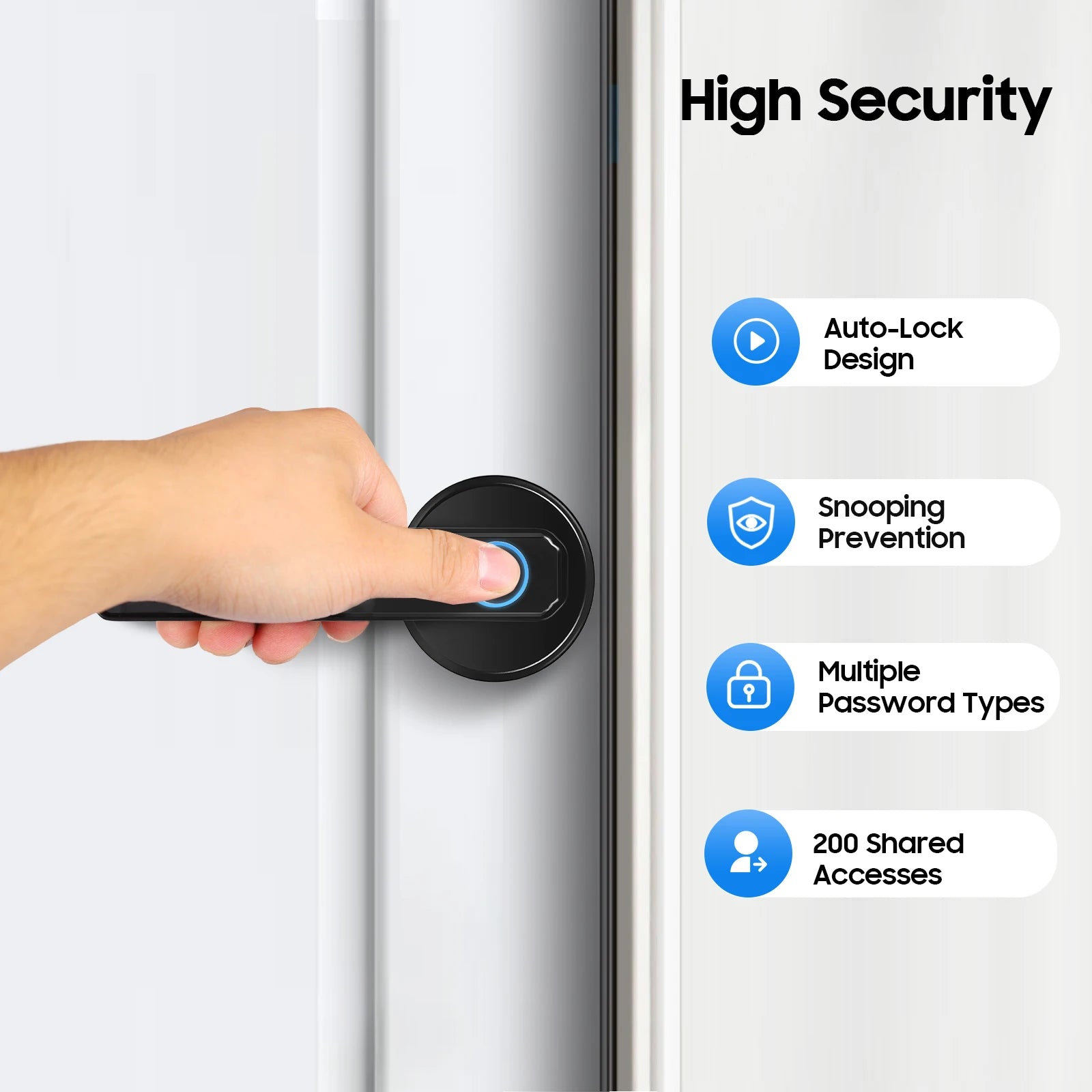 Fingerprint Door Lock, Smart Door Knob, Smart Door Handle Lock This Product Is Suitable for Homes Apartments Offices Door Thickness Is 35-55mm