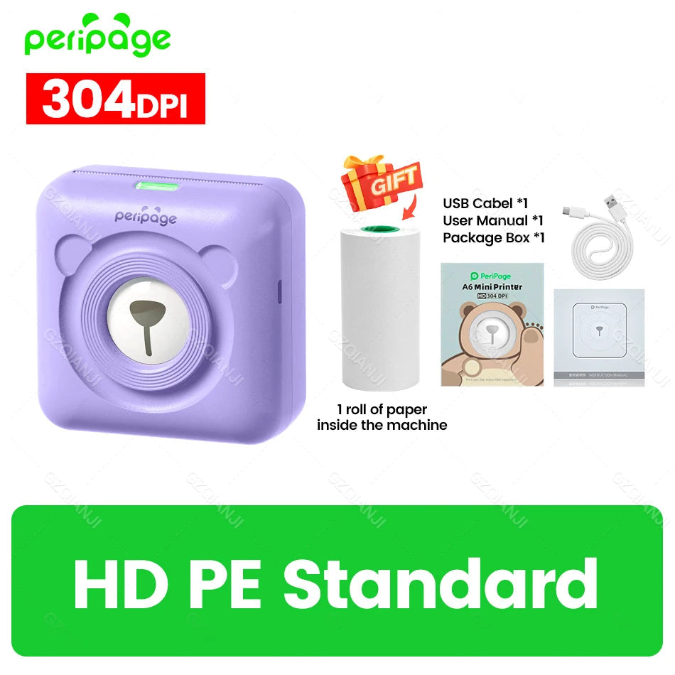 7 Colors Peripage A6 304DPI Mini Photo Printer Notes Sticker Label Printing Machine Bluetooth Portable Wireless Printer Marker 