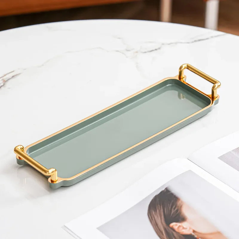 Bandeja rectangular transparente para almacenamiento doméstico