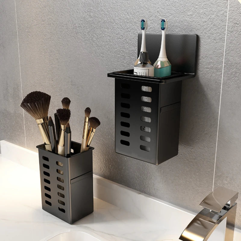 Wall-Mounted Draining Storage Holder for Toiletries