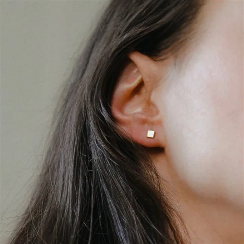 14K Gold Filled Square Stud Earrings, Tarnish Resistant