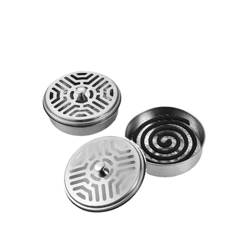 Stainless Steel Mosquito Repellent Coil Holder - With Lid, Suitable For Home And Outdoor Use, Easy To Use, And Windproof 