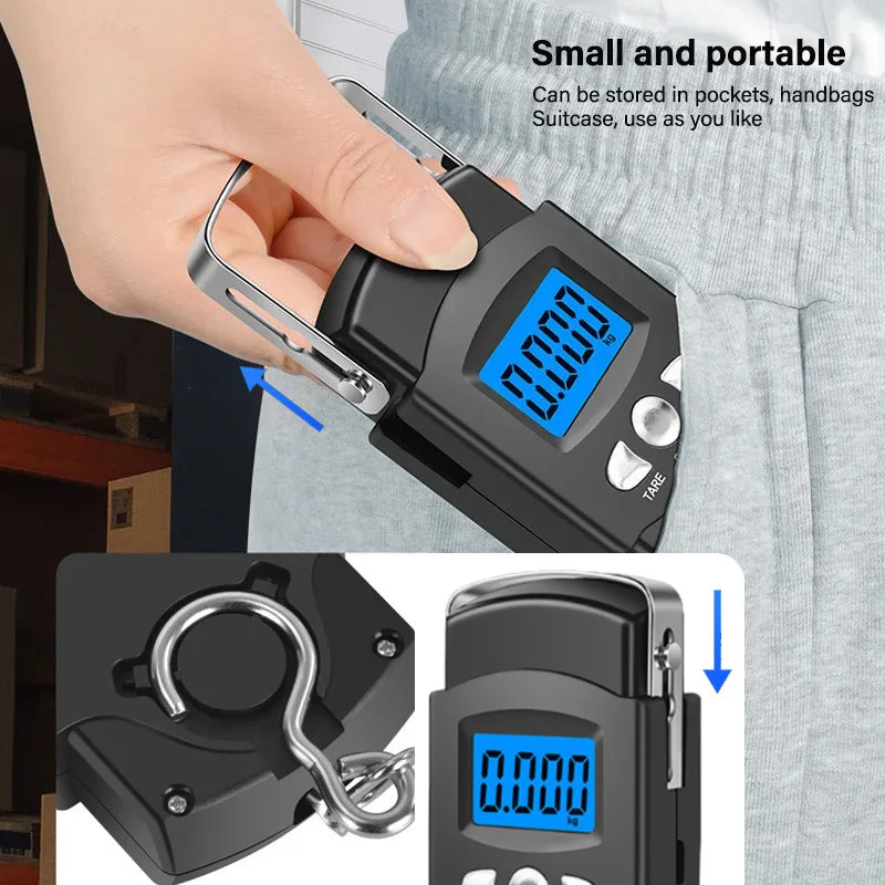 Portable LCD Electronic Hand Scale with Measuring Tape
