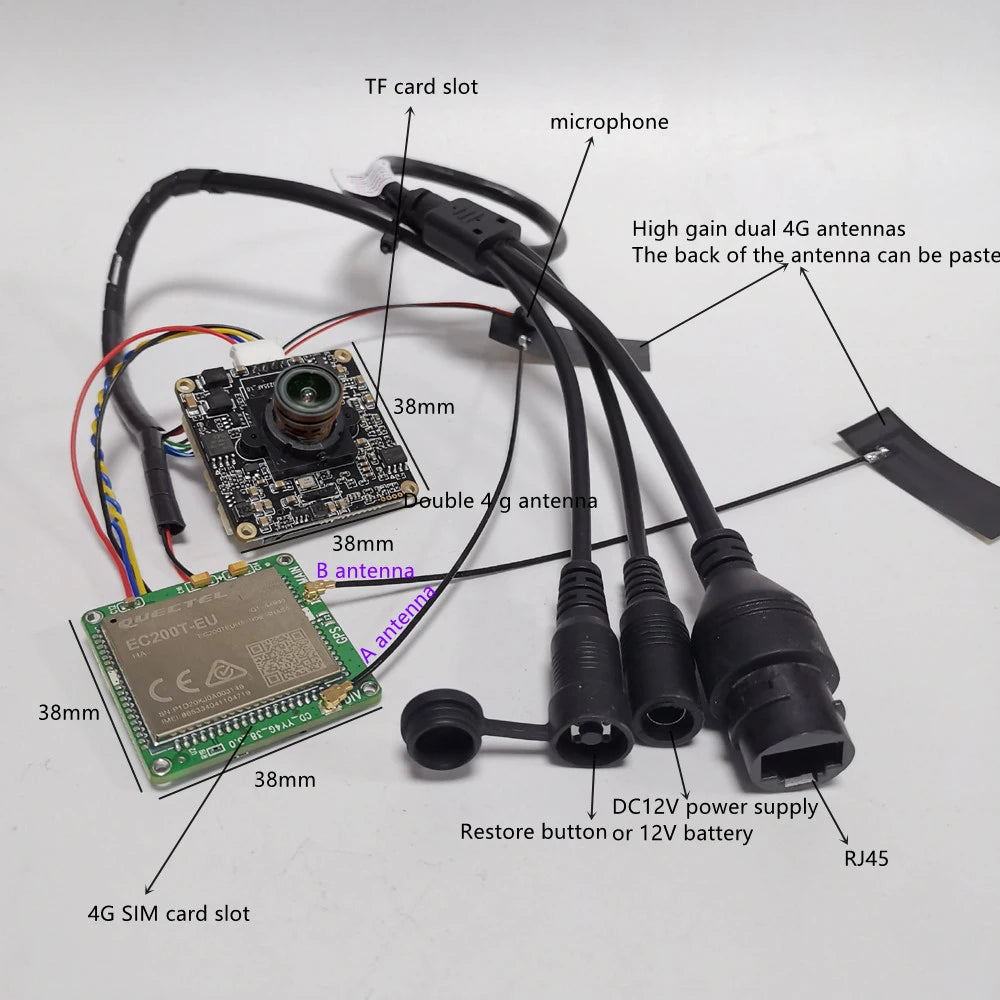 4G SIM IP Camera Module with 5MP Pinhole Lens