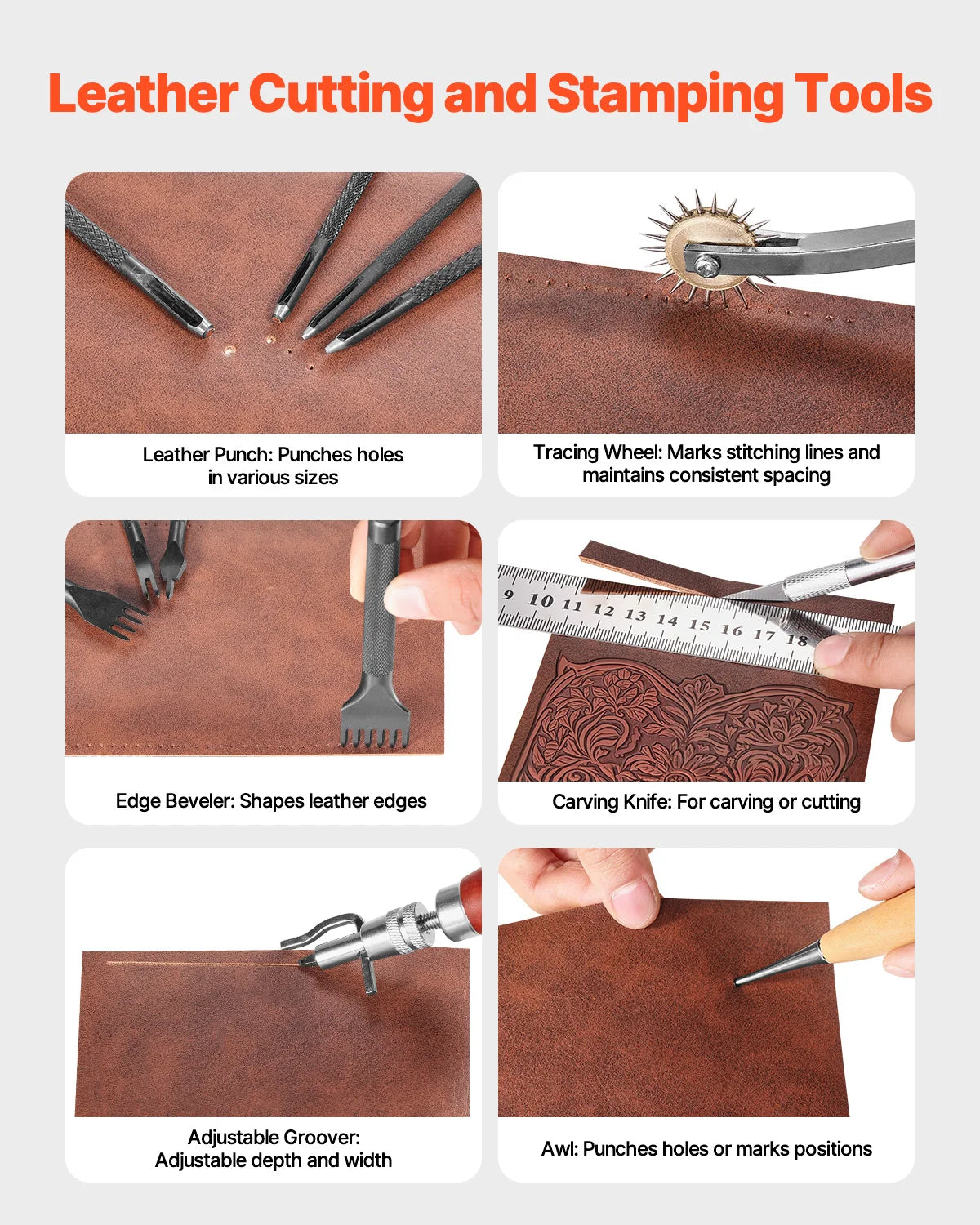 Leather Working Tools Kit Set with Storage Bag (38–92 Pieces)