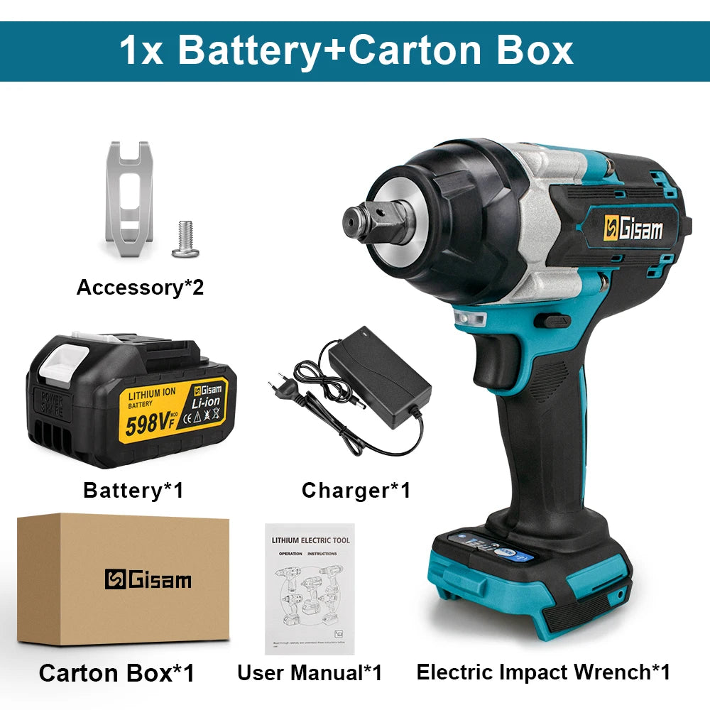 1800N.M Brushless Electric Impact Wrench for 18V Makita Batteries