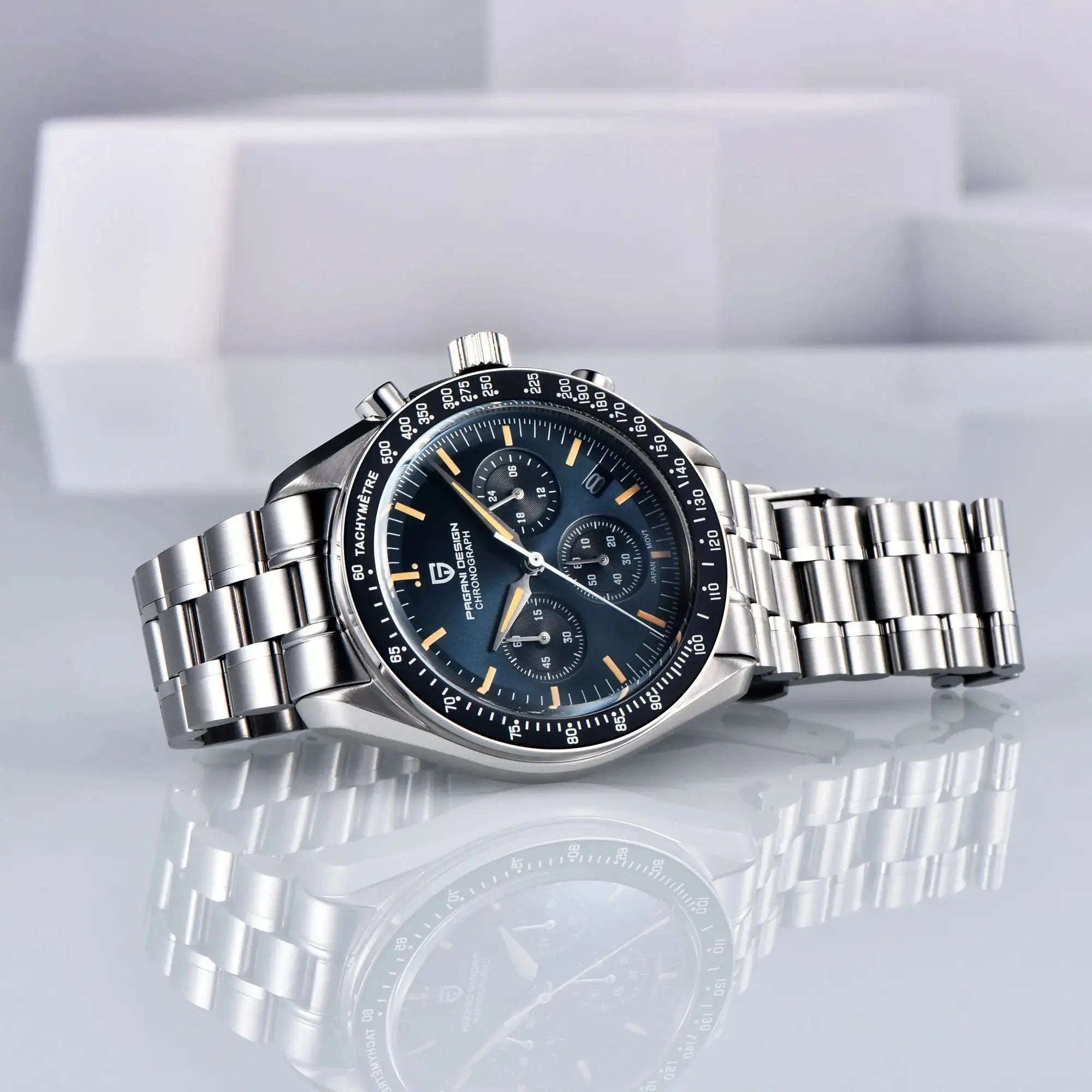 Ρολόι Pagani Design PD1701 Moonwatch Χρονογράφος με Ζαφείρι και Ατσάλινο Κάσα