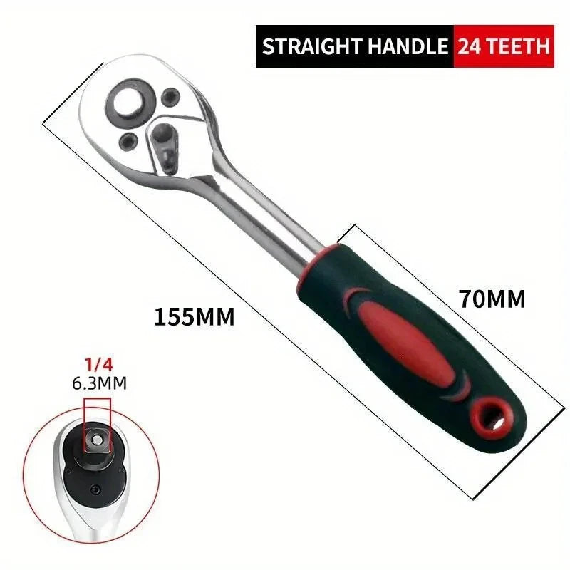 1/4-Inch Drive Socket Ratchet Handle, 24 Teeth