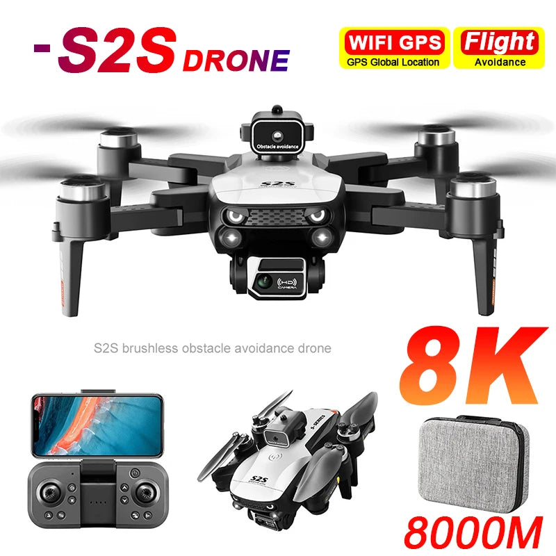 S2S Mini Drone 4k 8K HD Camera Obstacle Avoidance Aerial Photography Brushless Motor Foldable Rc Quadcopter Kid Toy 
