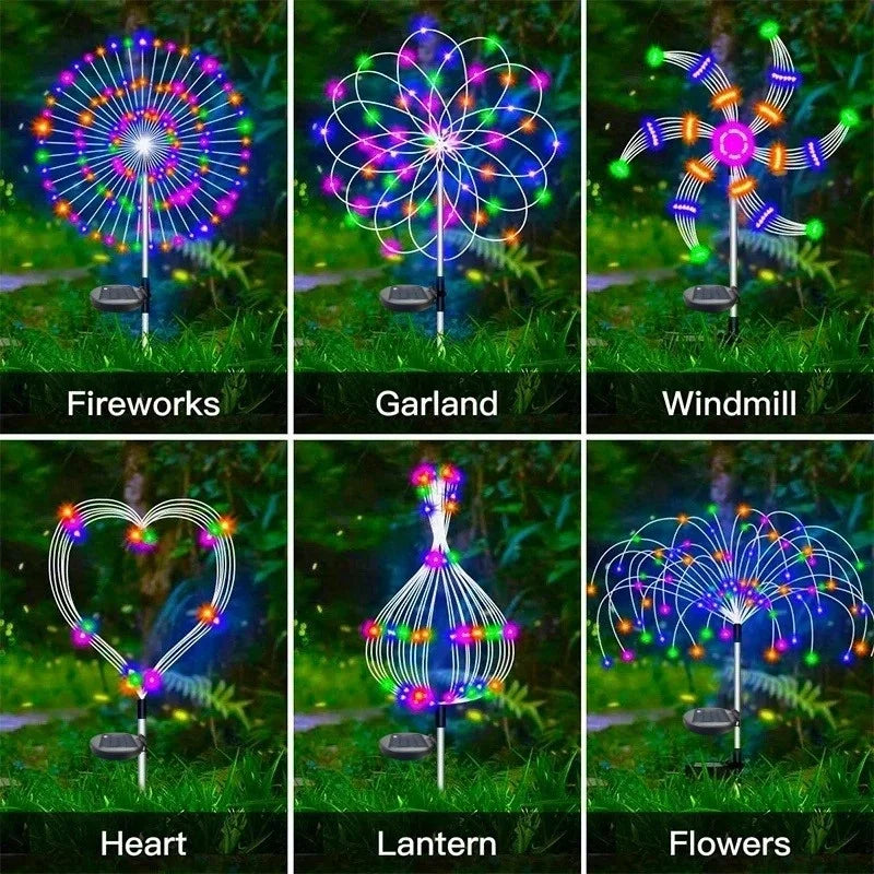 Solar Firework-Style Garden Light, Colour/LED Options